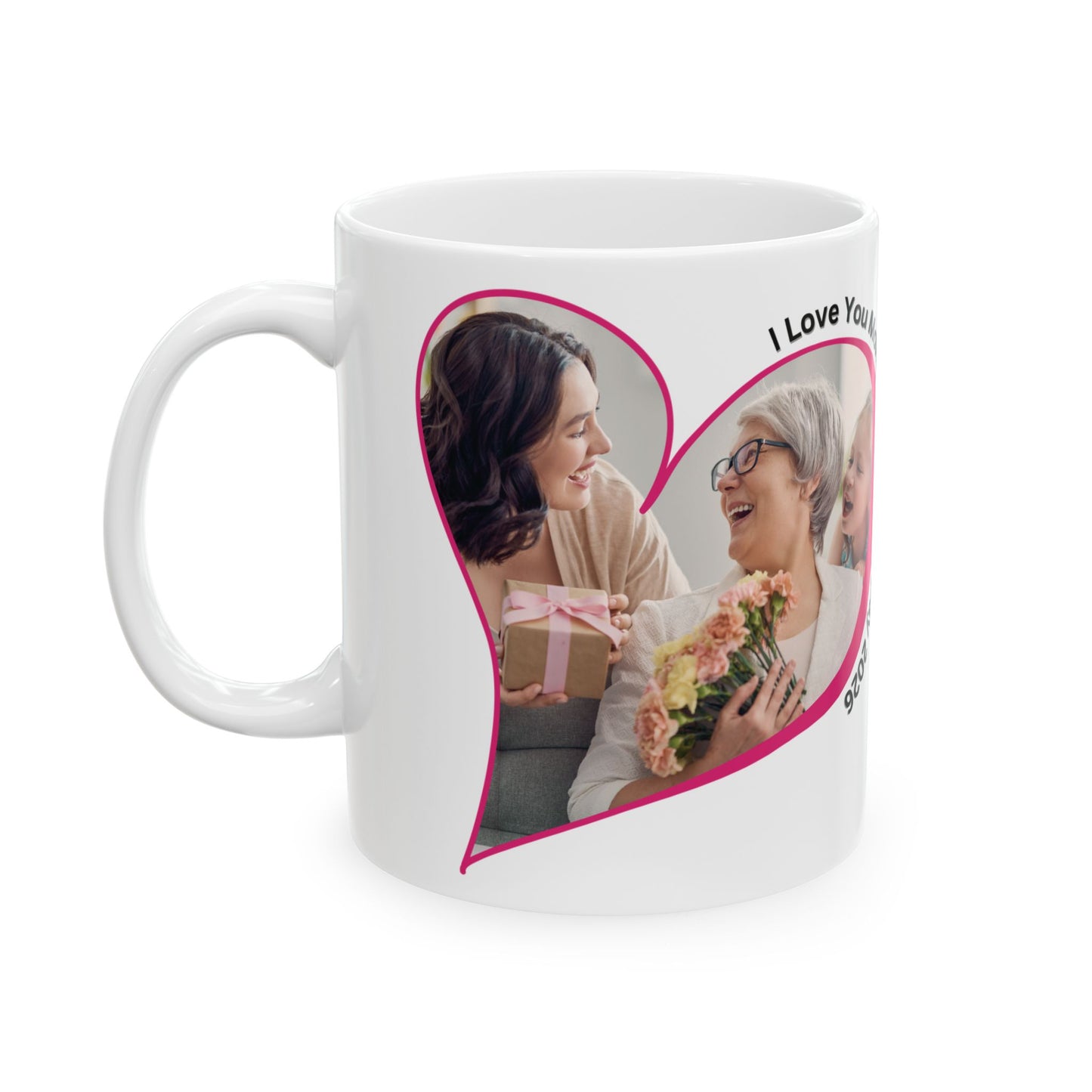 Personalized Mothers Day Mug Custom Photo Heart Coffee Cup With Name and Date Keepsake Gift 11oz 15oz