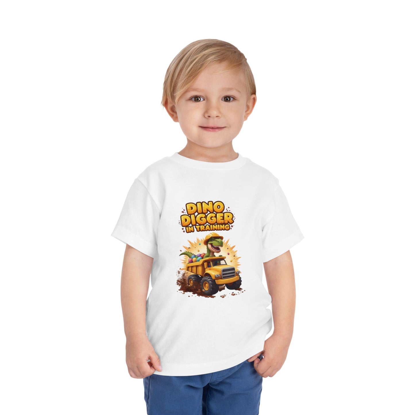 Dino Digger Toddler Tee - Fun Dino Excavator T-Shirt, Kids Gift, Birthday Outfit, Playwear, Cute Dinosaur Apparel