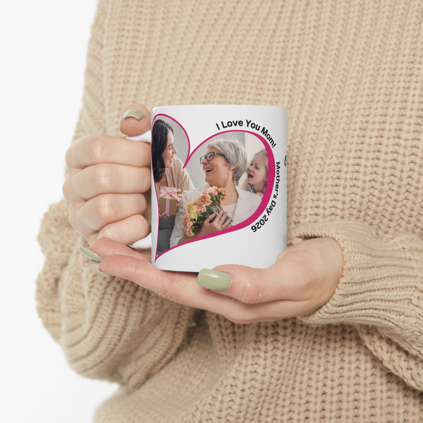 Personalized Mothers Day Mug Custom Photo Heart Coffee Cup With Name and Date Keepsake Gift 11oz 15oz