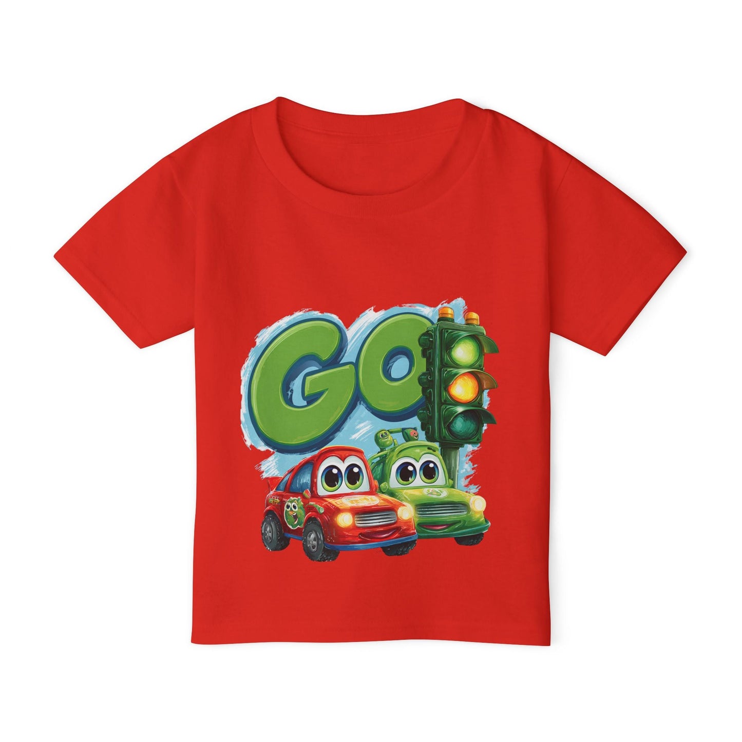 Colorful Kids' Tee with Cars Design, Toddler T-shirt, Go Traffic Shirt, Fun Playtime Apparel, Gift for Birthdays or Holidays Printify