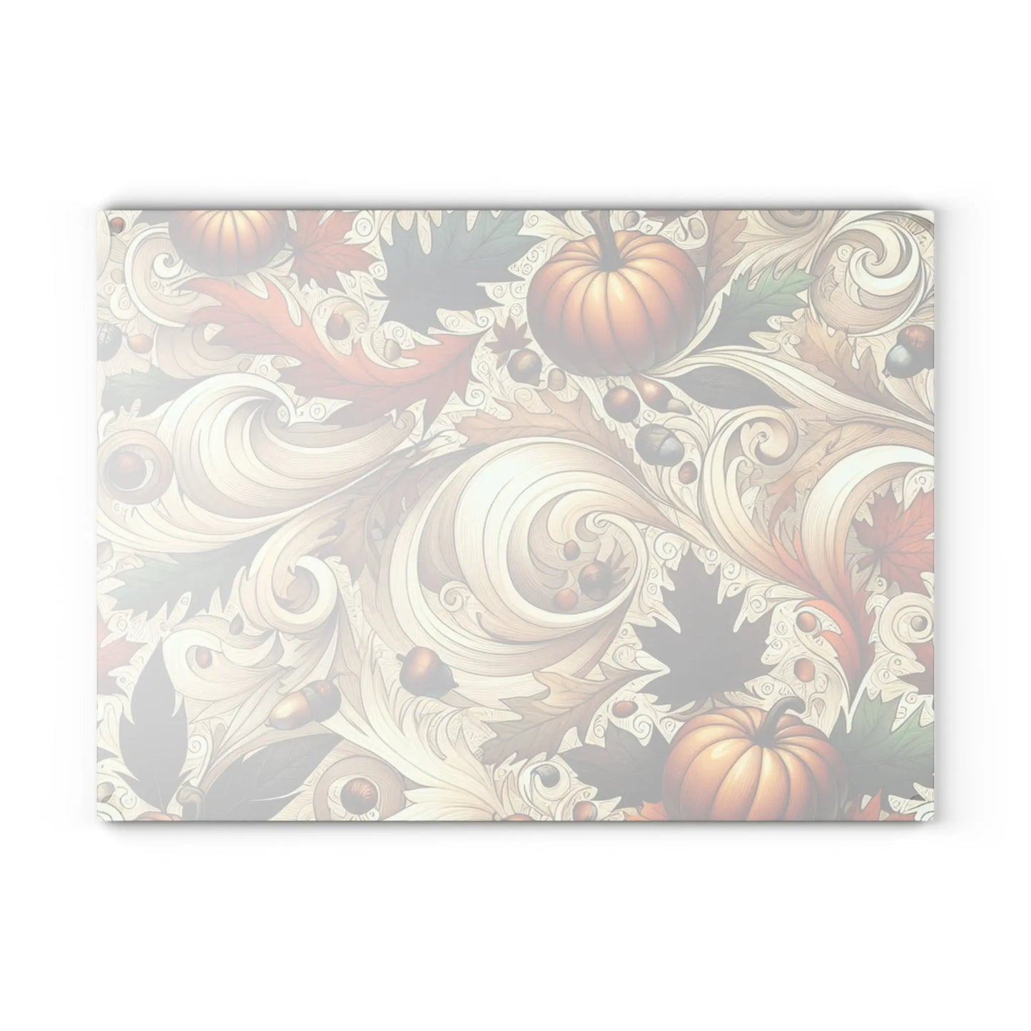 Autumn-Themed Glass Cutting Board, Fall Kitchen Decor, Thanksgiving Gift, Rustic Kitchenware, Seasonal Cooking Essential Printify