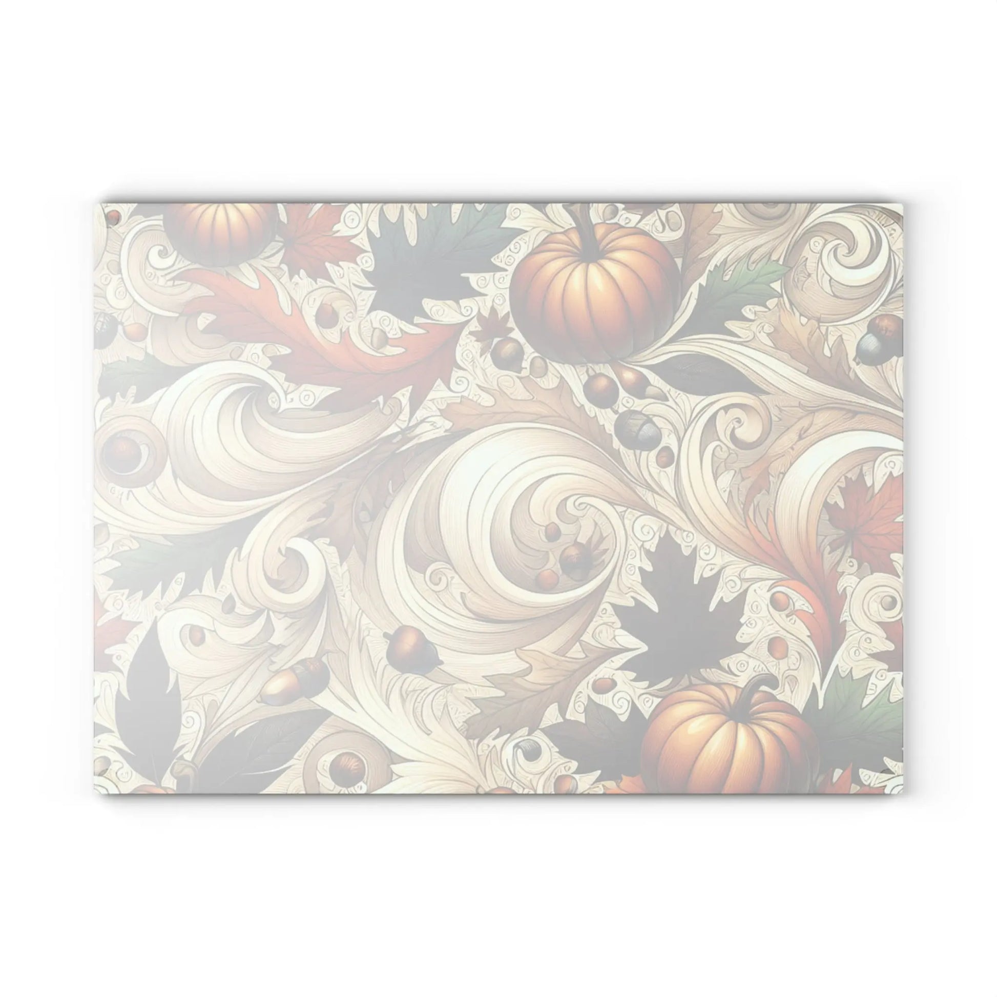 Autumn-Themed Glass Cutting Board, Fall Kitchen Decor, Thanksgiving Gift, Rustic Kitchenware, Seasonal Cooking Essential Printify
