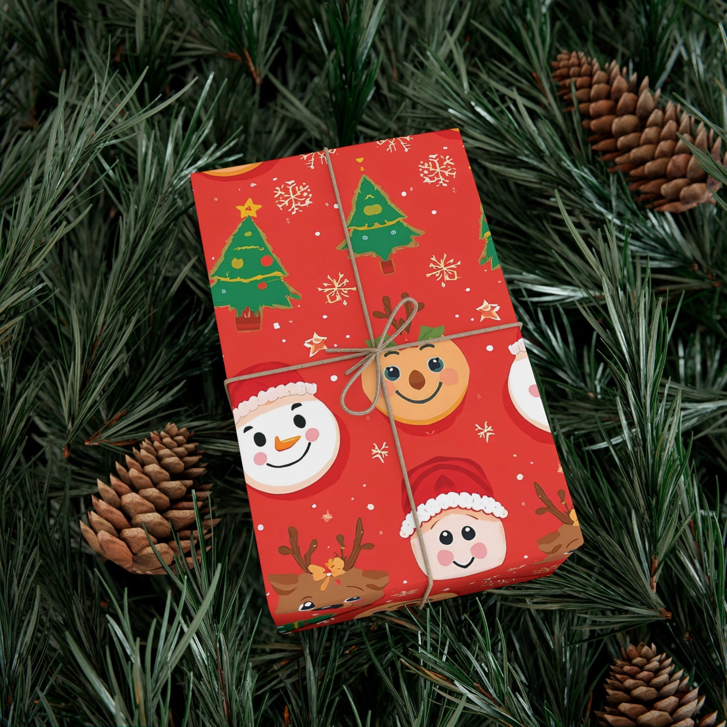 Emoji Christmas Wrapping Paper – Fun Holiday Gift Wrap for Kids with Santa, Snowman & Reindeer Faces