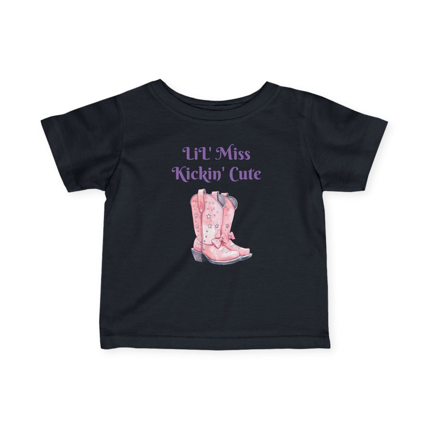 Lil' Miss Kickin' Cute Infant Tee, Baby Shirt, Toddler Clothing, Western Theme Outfit, Cute Baby Gift, Birthday Present Printify