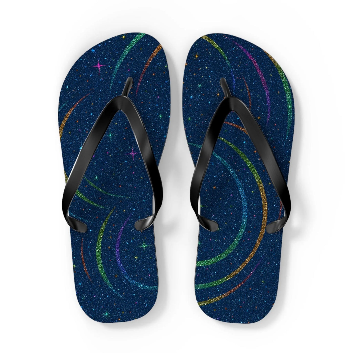 Cosmic Flip Flops | Starry Beach Sandals, Summer Footwear, Boho Style, Vacation Slides, Festival Accessories Printify