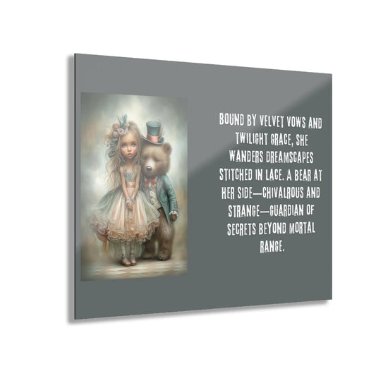Acrylic Prints - Whimsical Girl and Bear French Cleat Hanging Frame with Enchanting Poem on the Horizontal Frames only. Printify