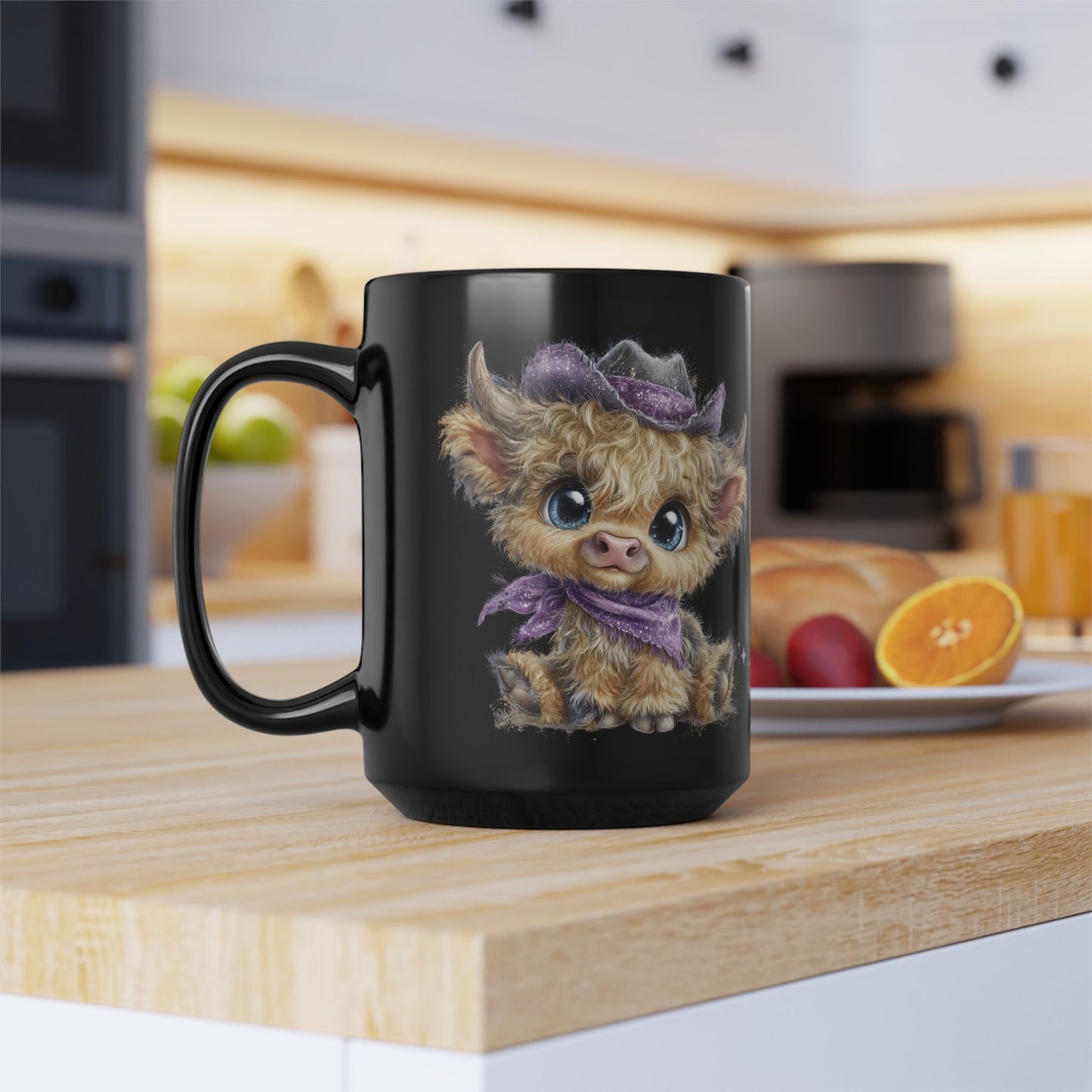 Highland Cow Coffee Mug Moo Re Coffee Black Glossy Cup 11oz and 15oz