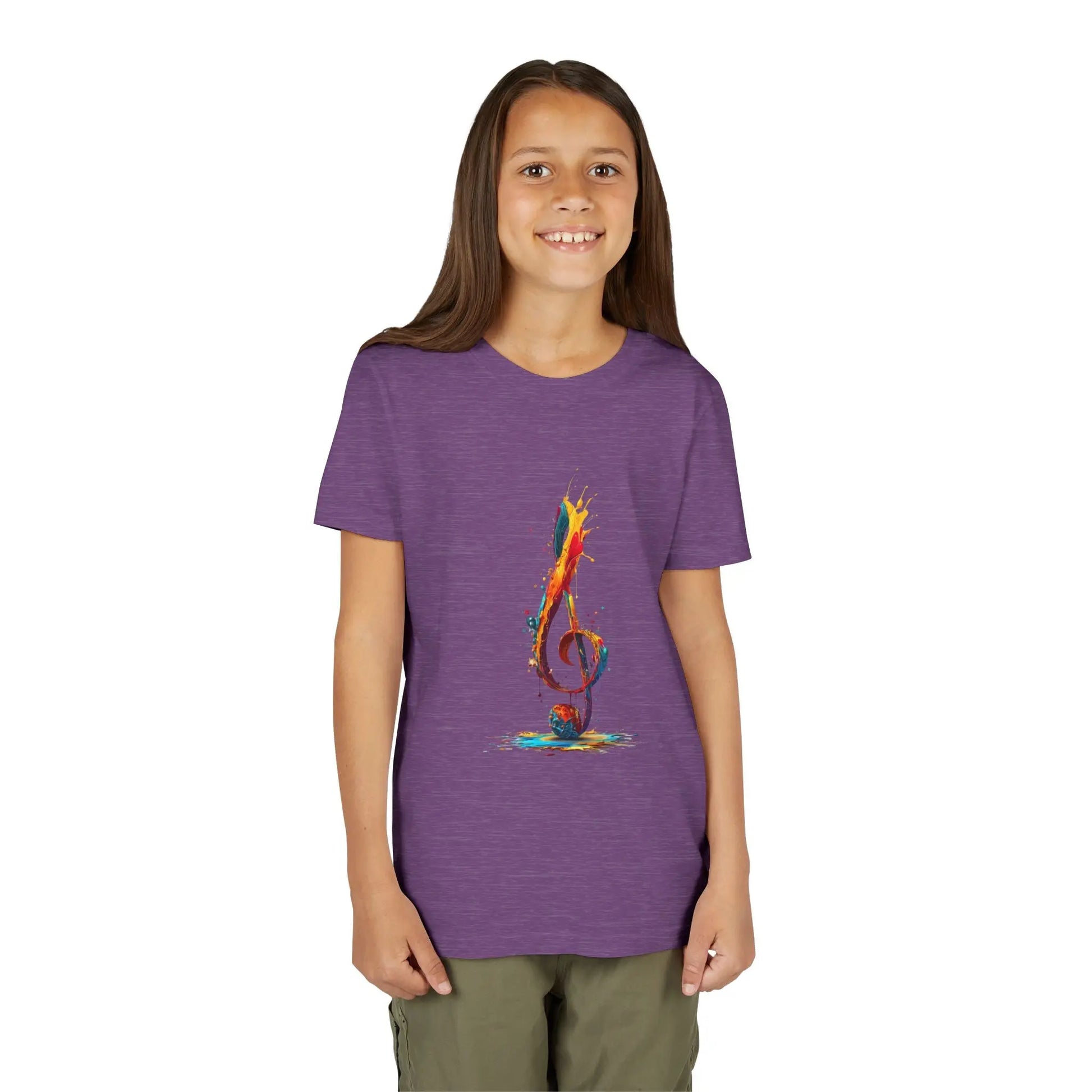 Youth Music Note Tee, Colorful Treble Clef Shirt, Printify