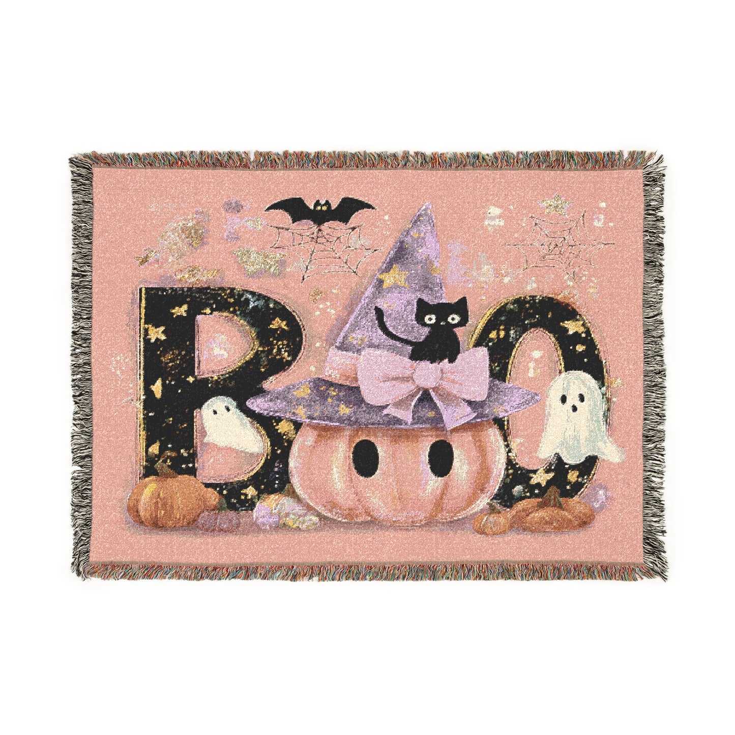 Halloween Woven Blanket, Cozy Throw, Spooky Decor, Autumn Gift, Fall Home Accent