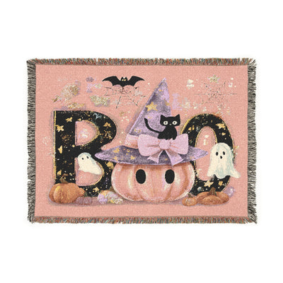 Halloween Woven Blanket, Cozy Throw, Spooky Decor, Autumn Gift, Fall Home Accent