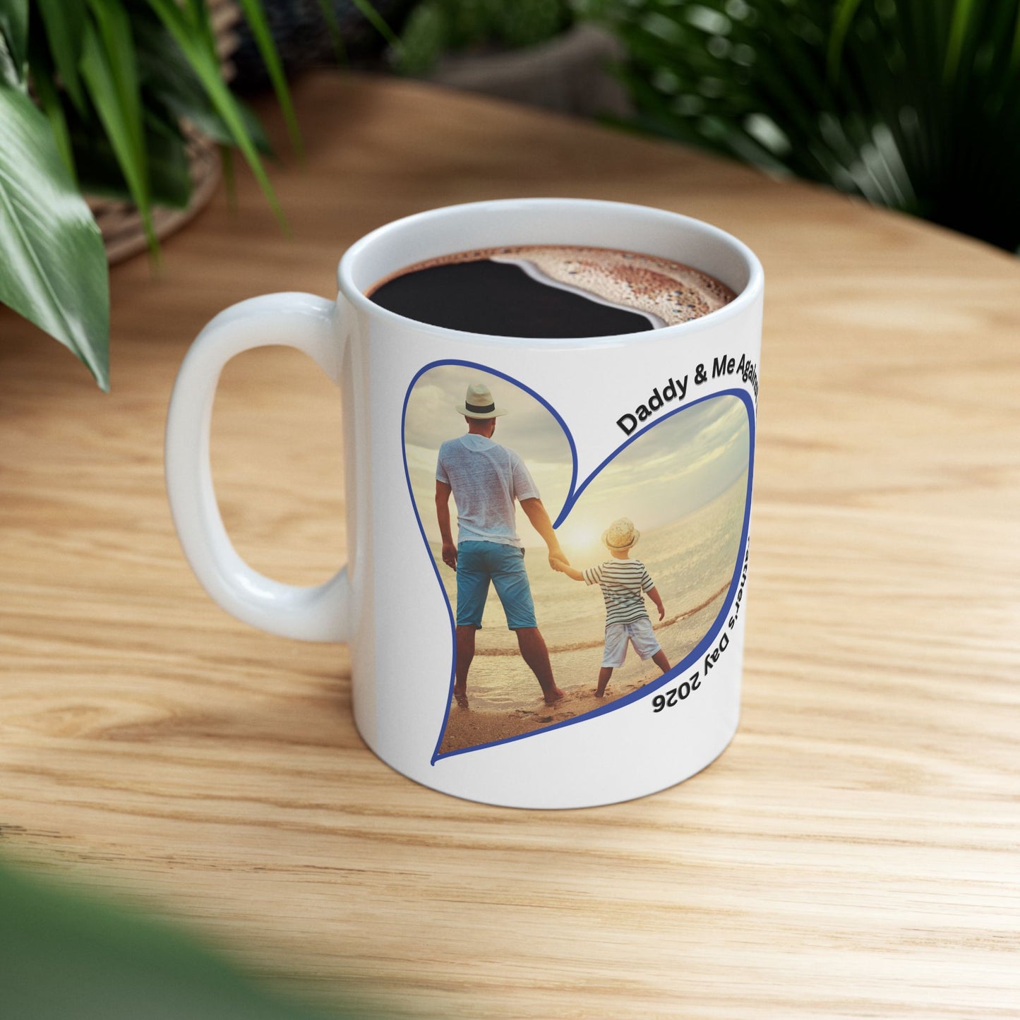 Personalized Fathers Day Mug Custom Photo Heart Coffee Cup With Name and Date Keepsake Gift 11oz 15oz