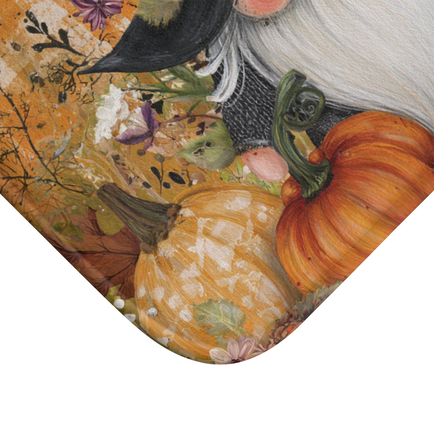 Fall Gnome Bath Mat - Cozy Autumn Decor, Pumpkin Themed, Perfect for Halloween, Thanksgiving, Home Entryway, Bathroom Accent