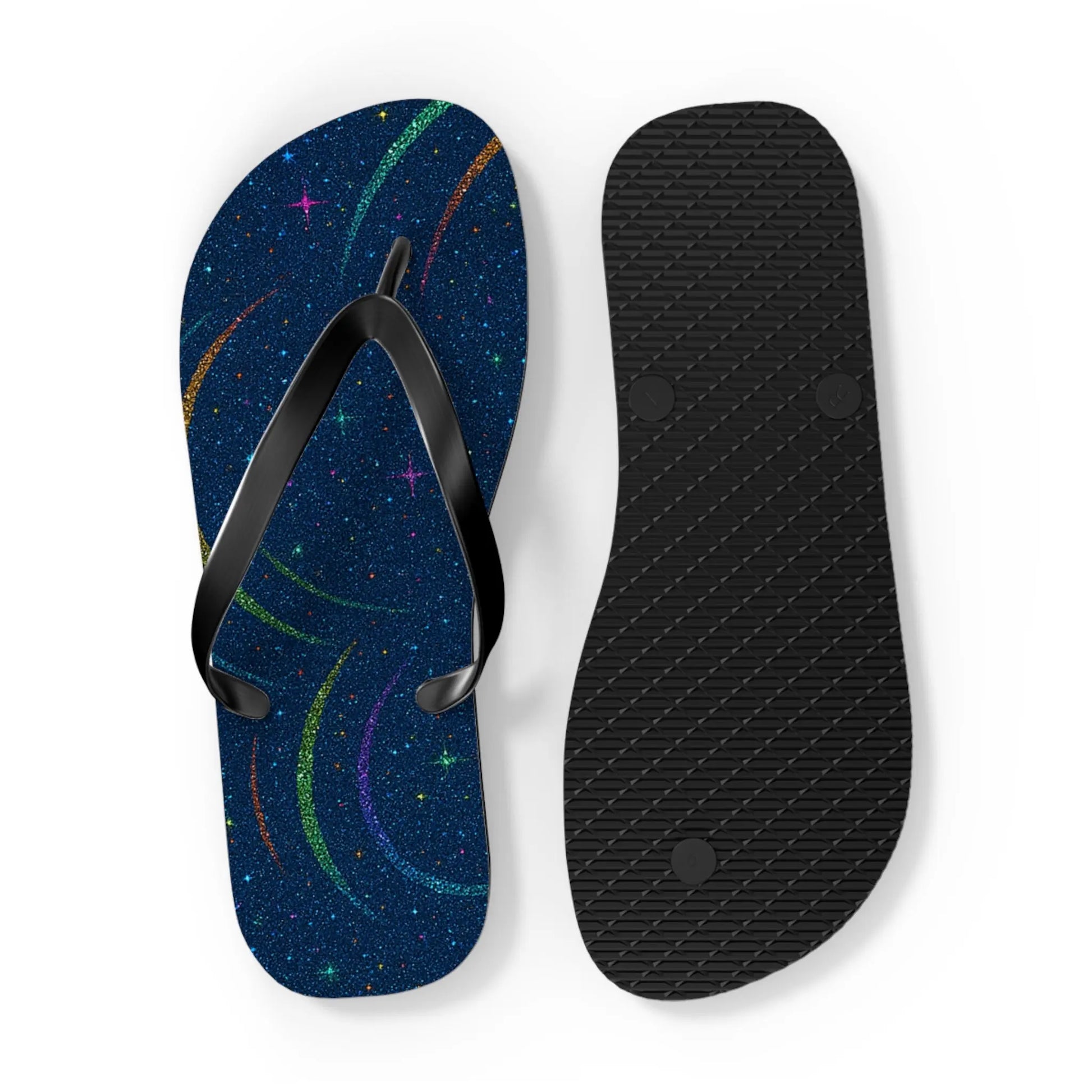 Cosmic Flip Flops | Starry Beach Sandals, Summer Footwear, Boho Style, Vacation Slides, Festival Accessories Printify