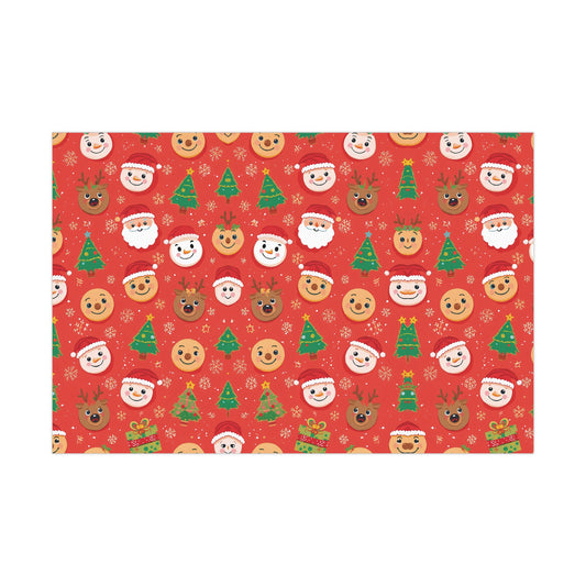 Emoji Christmas Wrapping Paper – Fun Holiday Gift Wrap for Kids with Santa, Snowman & Reindeer Faces