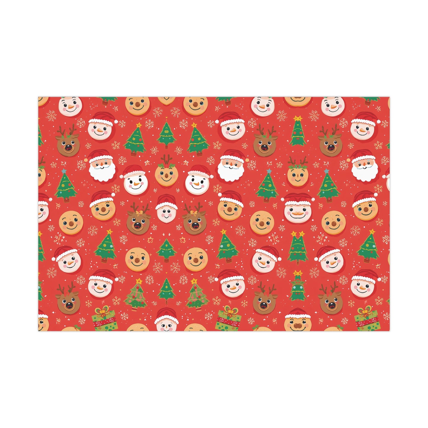 Emoji Christmas Wrapping Paper – Fun Holiday Gift Wrap for Kids with Santa, Snowman & Reindeer Faces