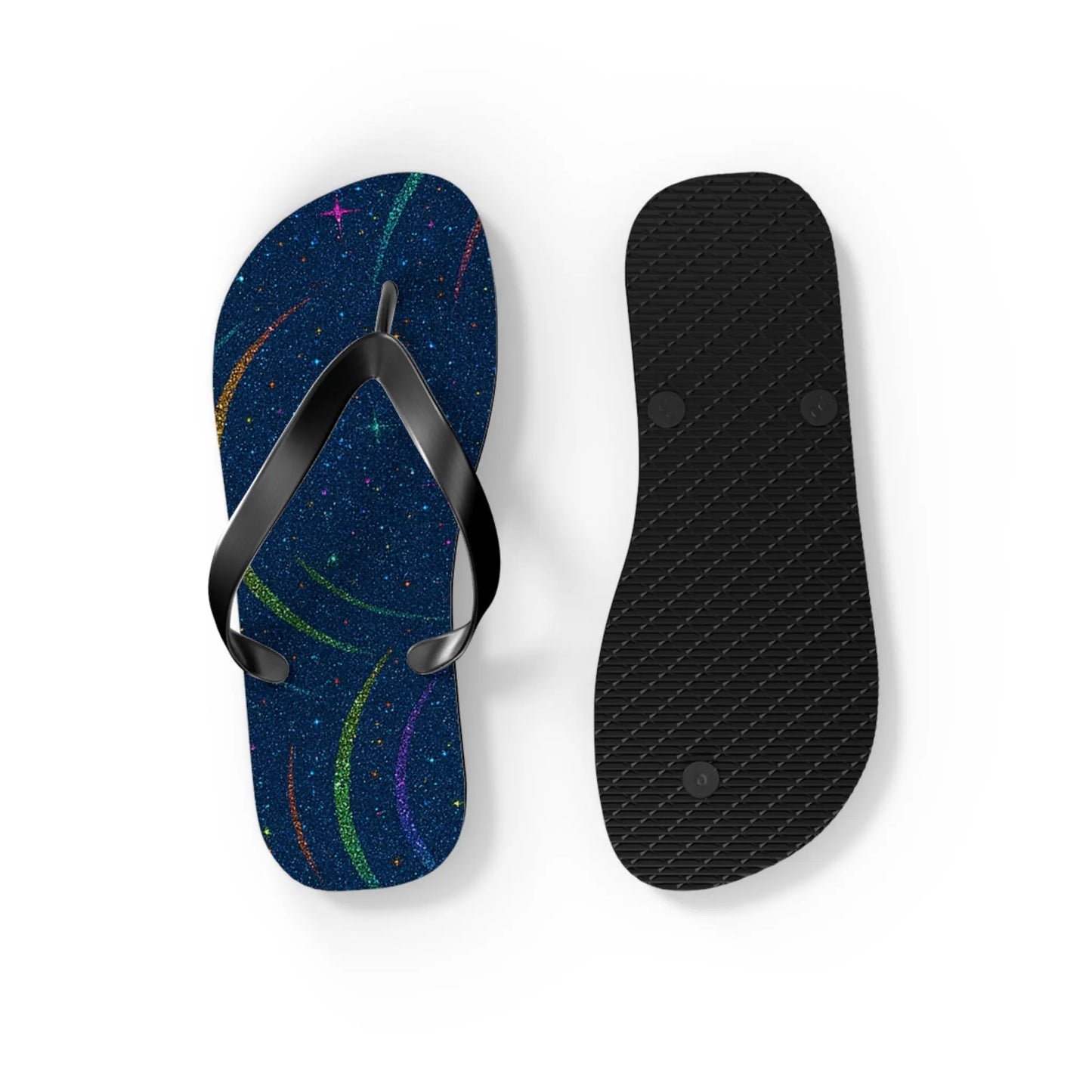 Cosmic Flip Flops | Starry Beach Sandals, Summer Footwear, Boho Style, Vacation Slides, Festival Accessories Printify