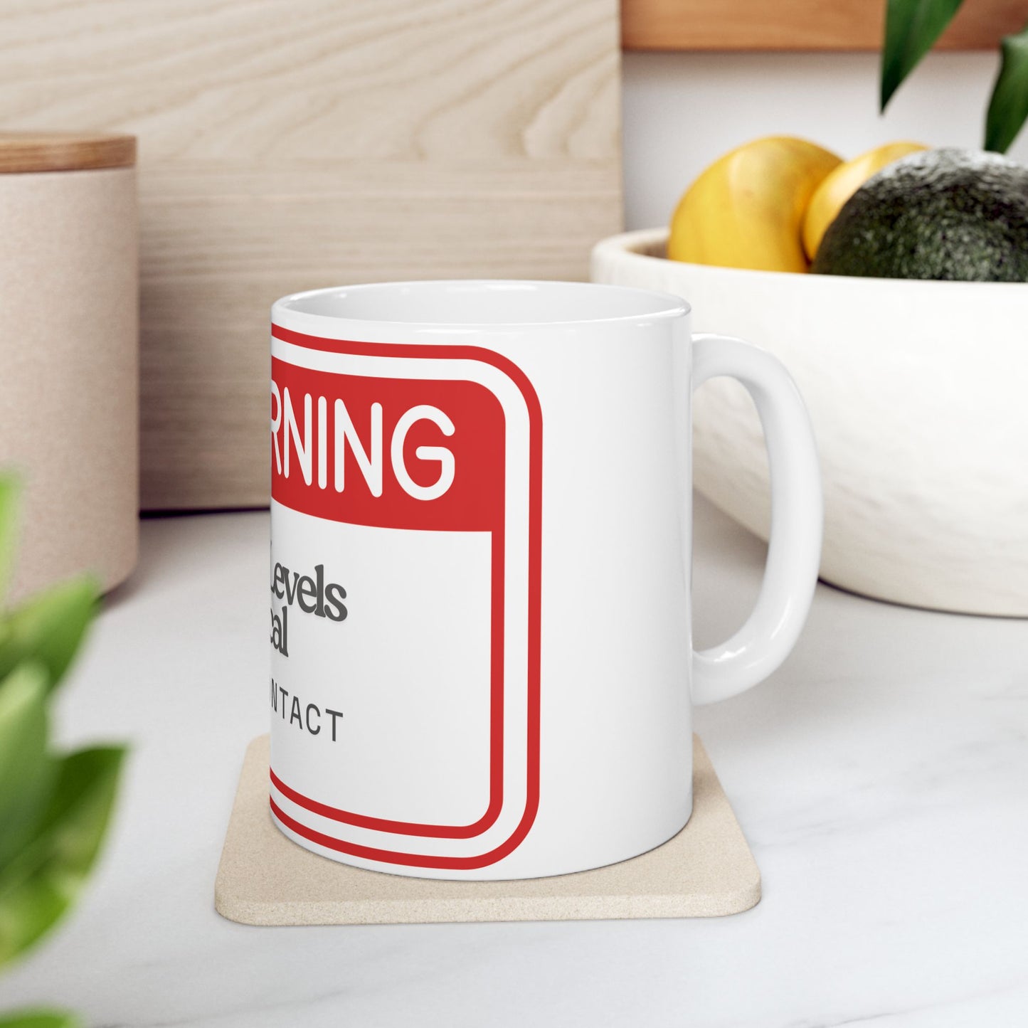 Warning Mug - Dram Level Critical Avoid Contact| Funny Coffee Cup, Gift for Coworkers, Mom, Dad, Humorous Office Mug, Unique Kitchen Decor