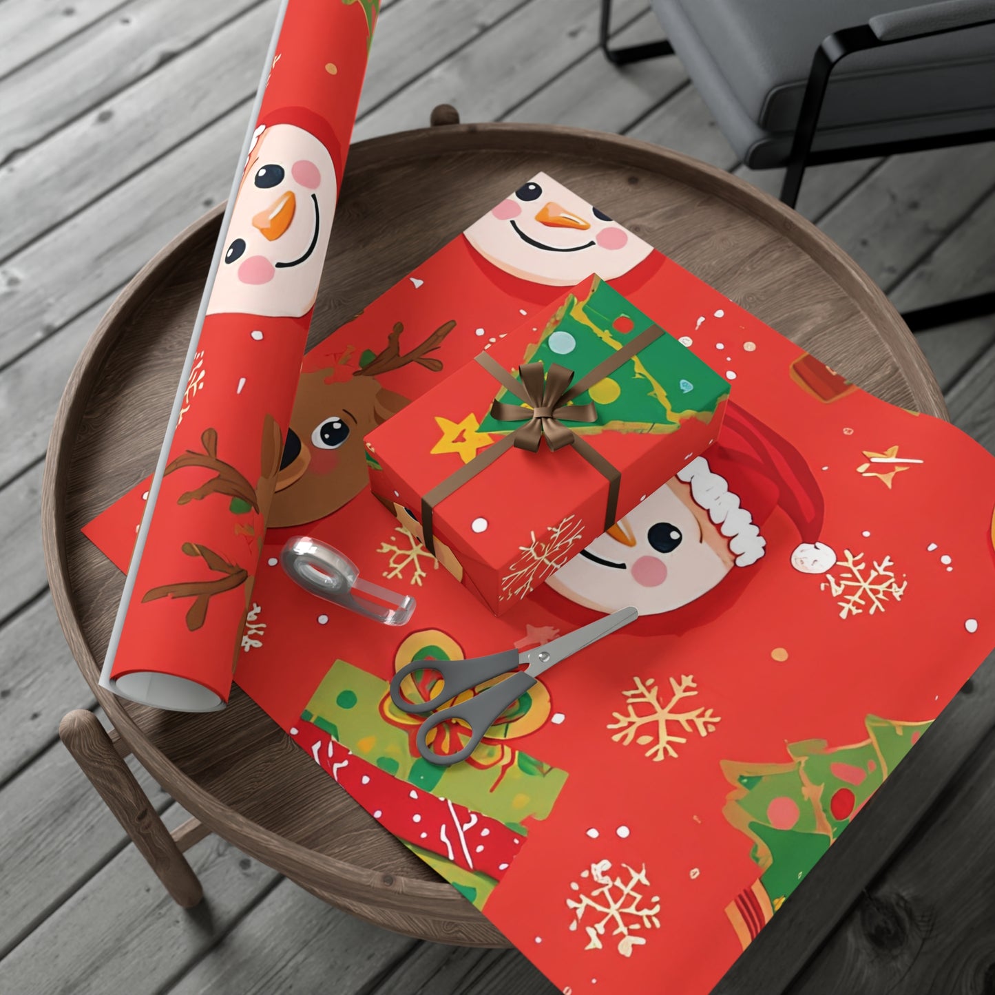 Emoji Christmas Wrapping Paper – Fun Holiday Gift Wrap for Kids with Santa, Snowman & Reindeer Faces
