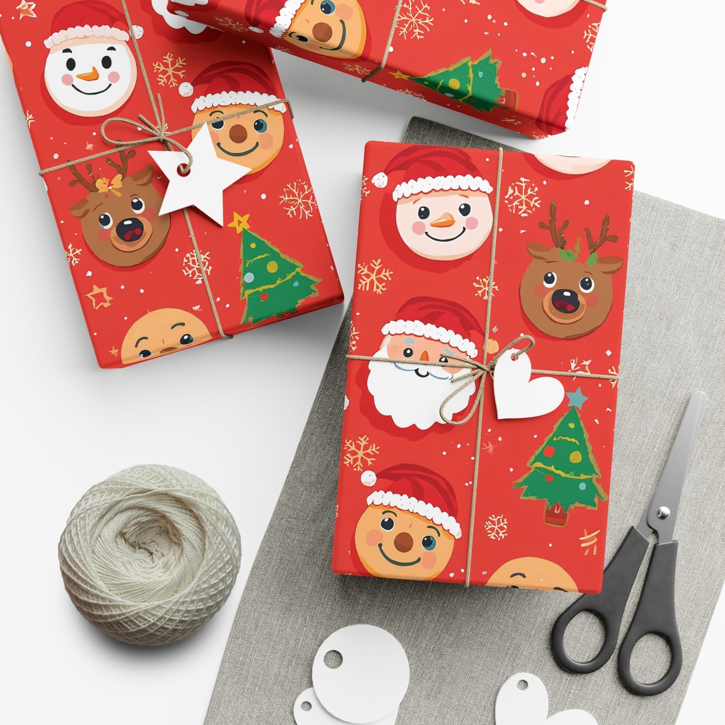 Emoji Christmas Wrapping Paper – Fun Holiday Gift Wrap for Kids with Santa, Snowman & Reindeer Faces
