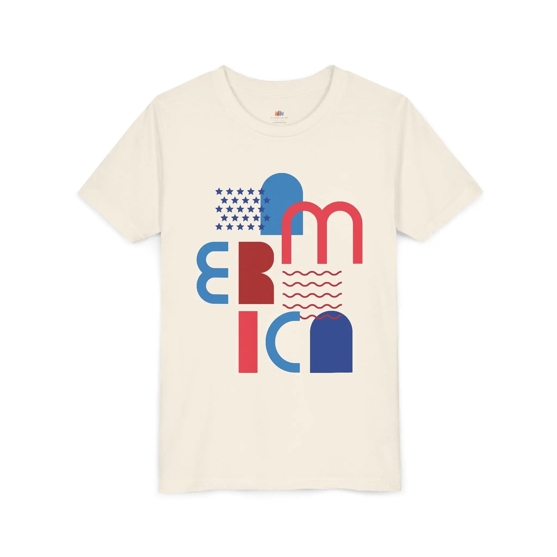 Youth Americana Short Sleeve Tee, Summer Fun Shirt, Patriotic Kids Top, Gift for Independence Day, Red White Blue Tee Printify