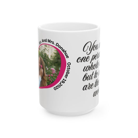 Personalized Wedding Anniversary Mug Custom Photo Heart Coffee Cup With Names and Date Keepsake Gift 11oz 15oz