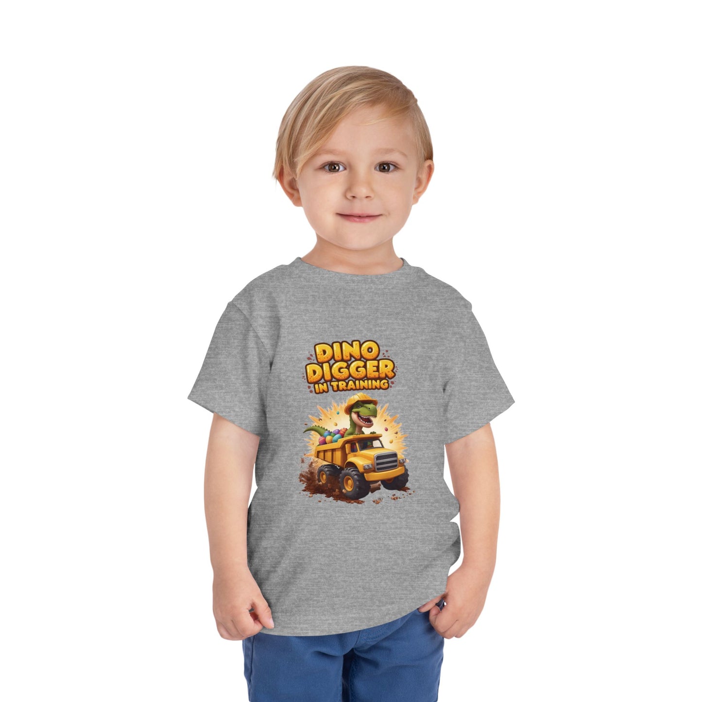Dino Digger Toddler Tee - Fun Dino Excavator T-Shirt, Kids Gift, Birthday Outfit, Playwear, Cute Dinosaur Apparel