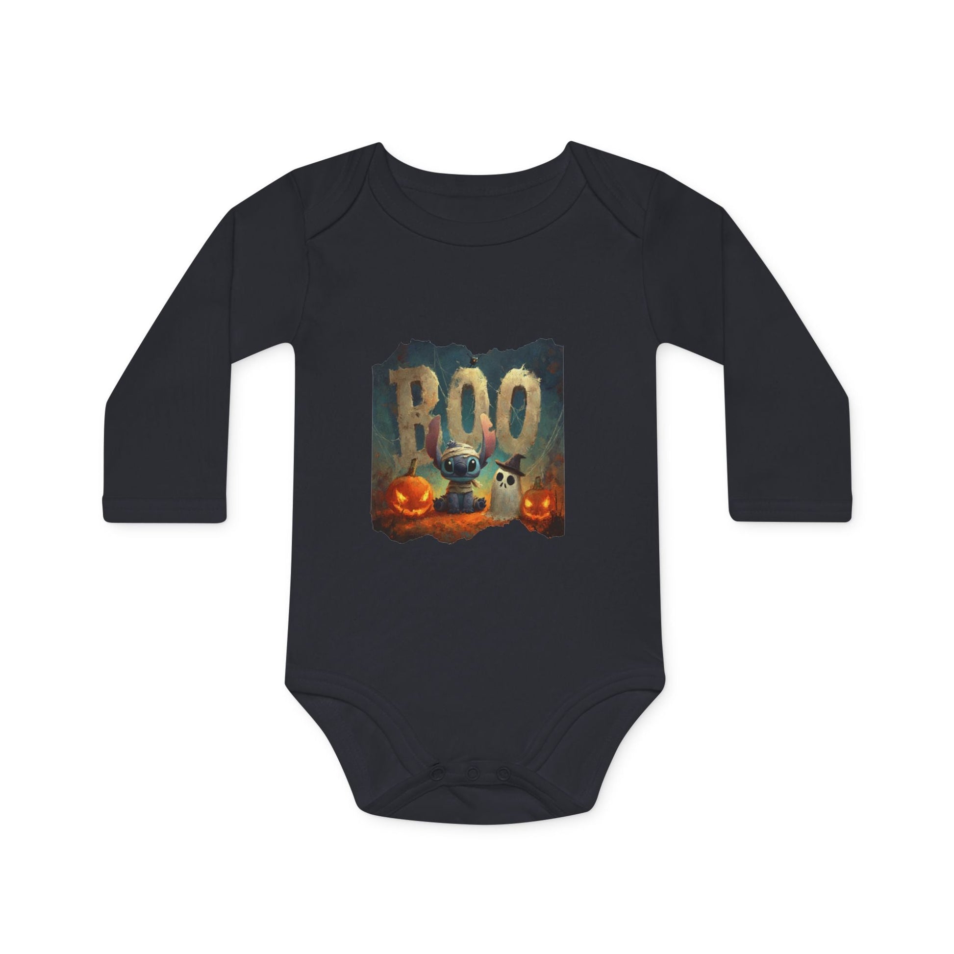 Organic Halloween Baby Bodysuit, Cute Baby Outfit, Fall Baby Clothes, Pumpkin Bodysuit, Baby Costume for Halloween Printify