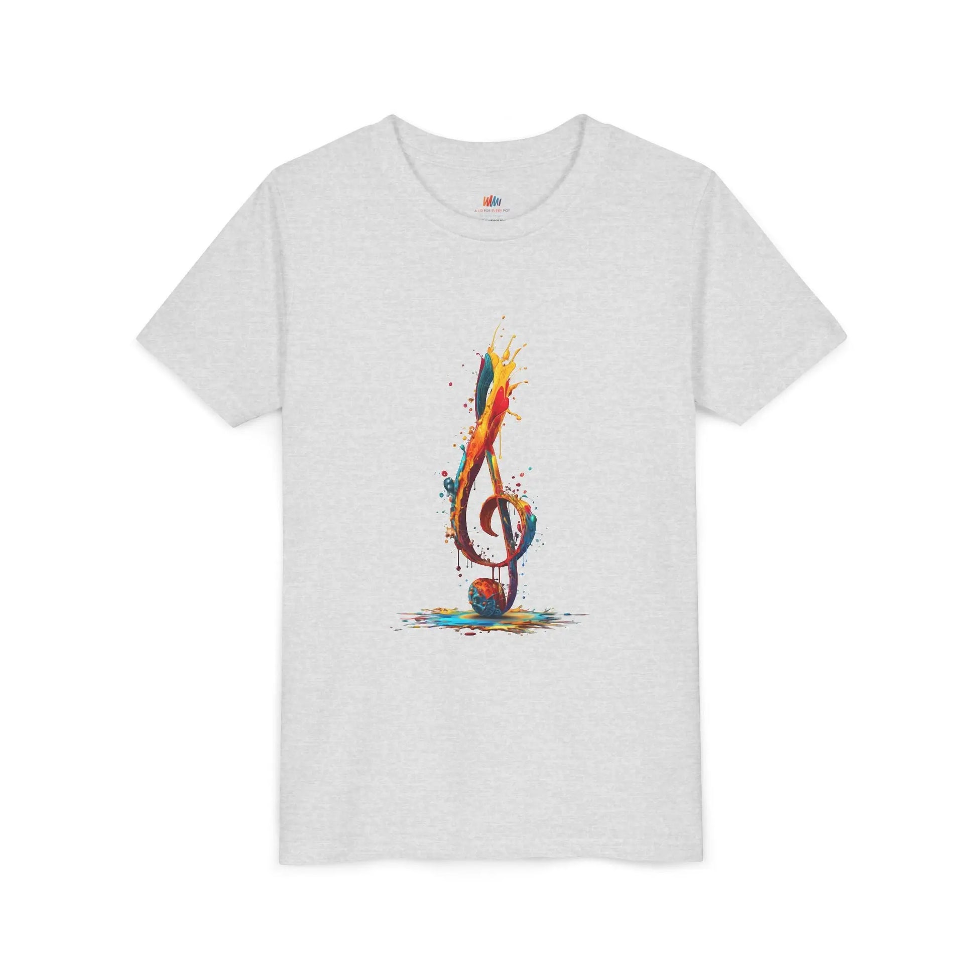 Youth Music Note Tee, Colorful Treble Clef Shirt, Printify
