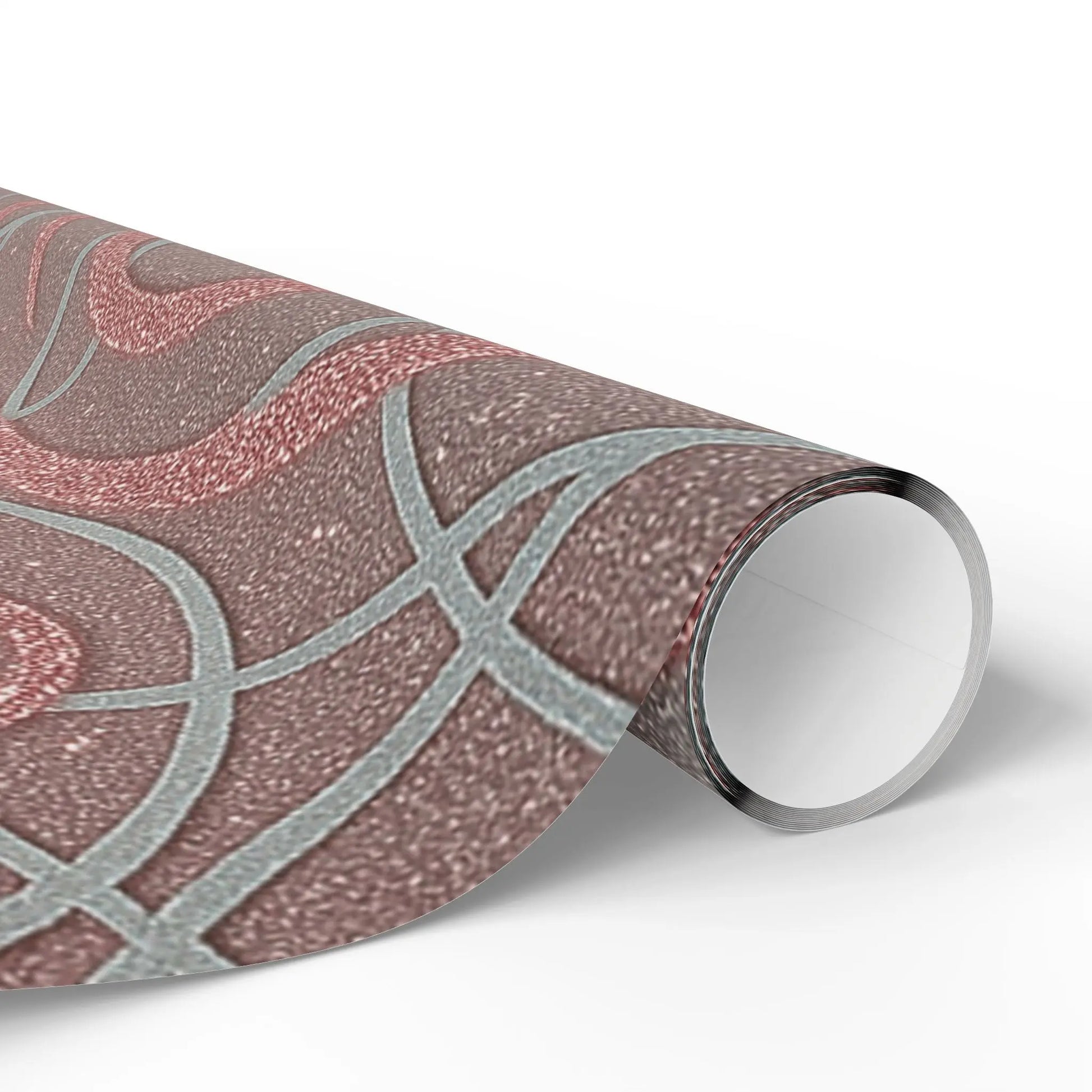 Wrapping Papers - Elegant Ombre Silver and Pink Sparkling Swirls Printify