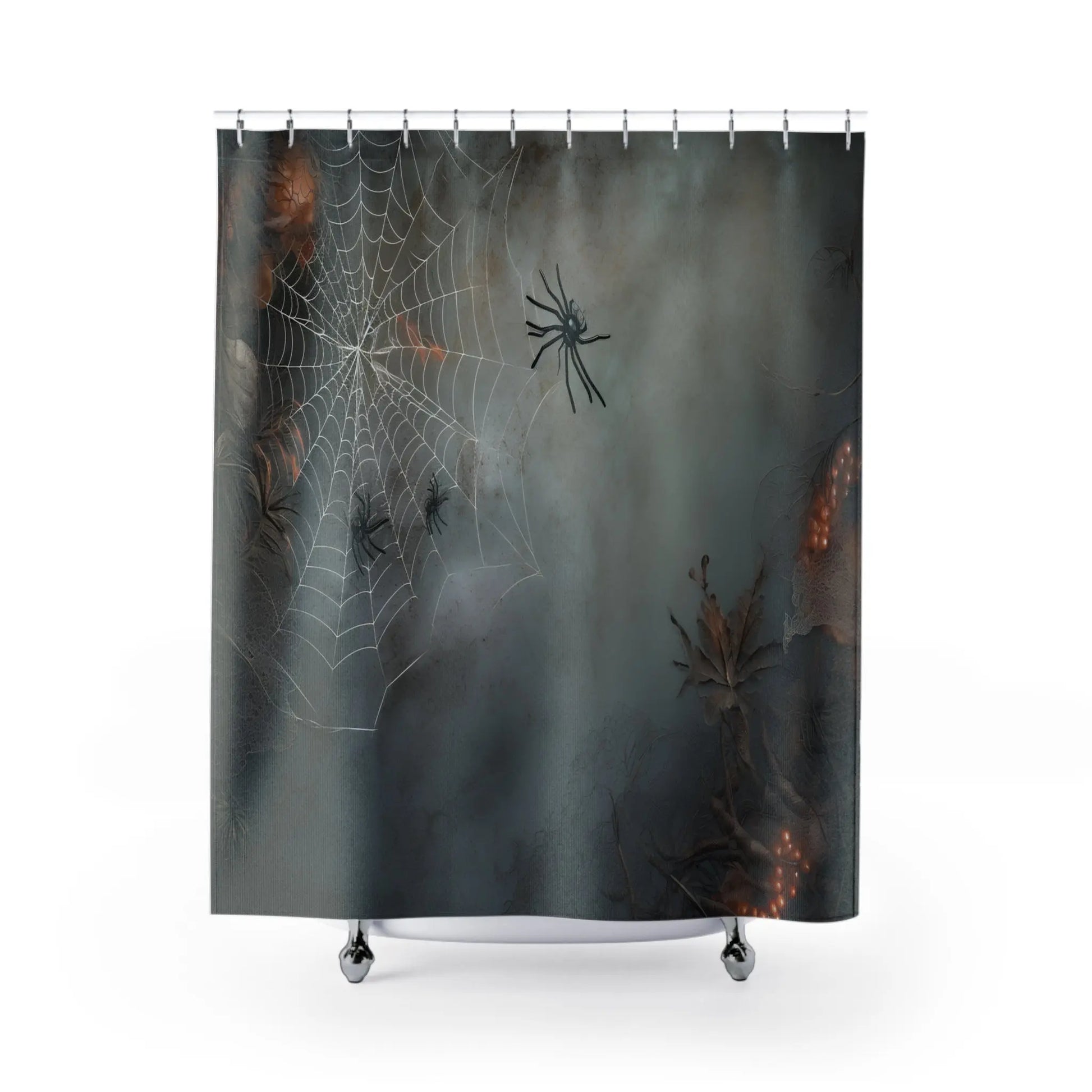 Spooky Spider Shower Curtain - Halloween Decor, Bathroom Art, Gothic Home Design, Unique Gift for Fall, Fun Bath Accessories Printify