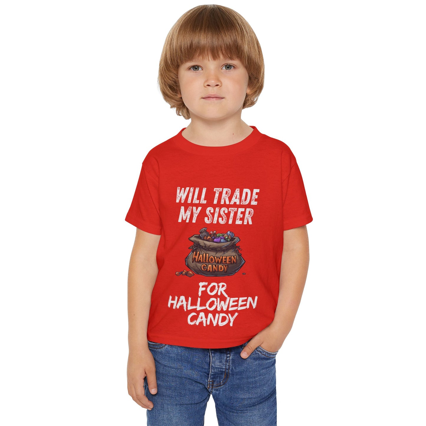 Funny Halloween Toddler T-Shirt, Funny Kid's Tee, Will Trade My Sister for Candy, Halloween Costume, Kids Party Apparel