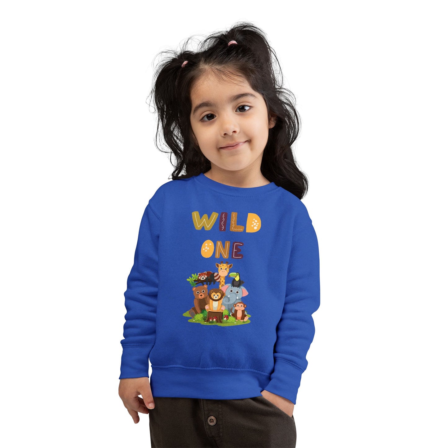 Wild One Toddler Sweatshirt - Cute Animal Design, Birthday Gift, Kids' Apparel, Playtime Outfit, Baby Shower Gift