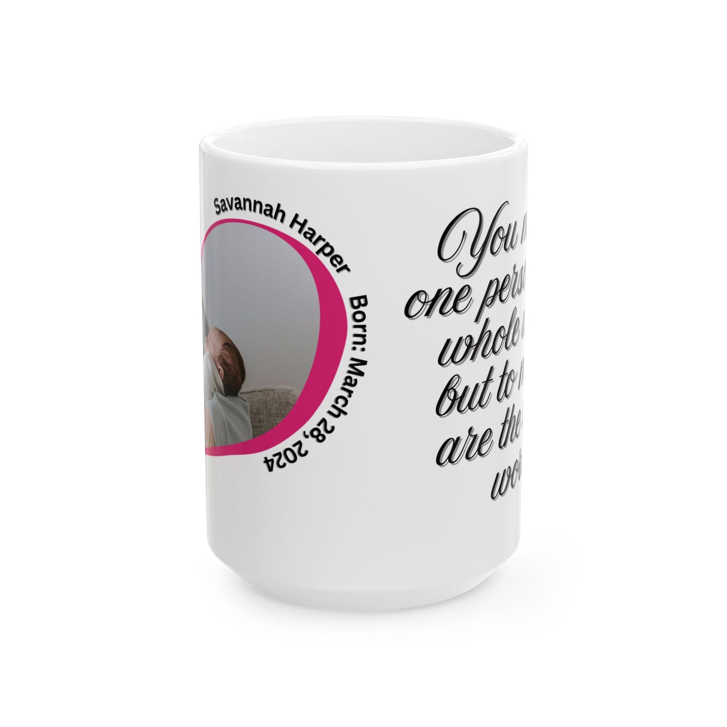 Personalized Baby Keepsake Mug Custom Newborn Photo Heart Coffee Cup With Name and Birth Date Gift 11oz 15oz