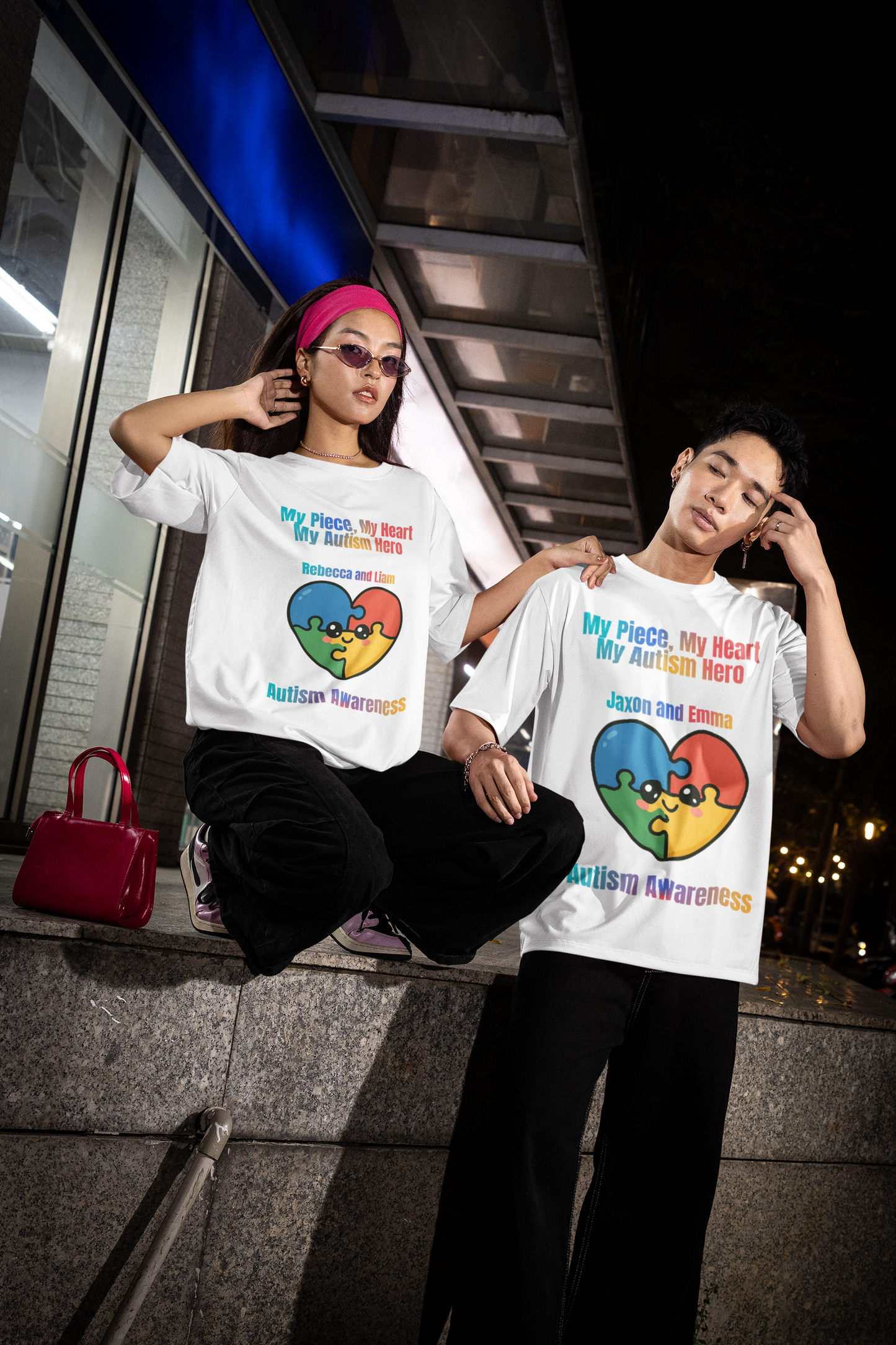 Customizable Autism Awareness Tee, My Piece My Heart Hero Shirt, Unisex Cotton Tee, Puzzle Heart Design, Inclusive Apparel