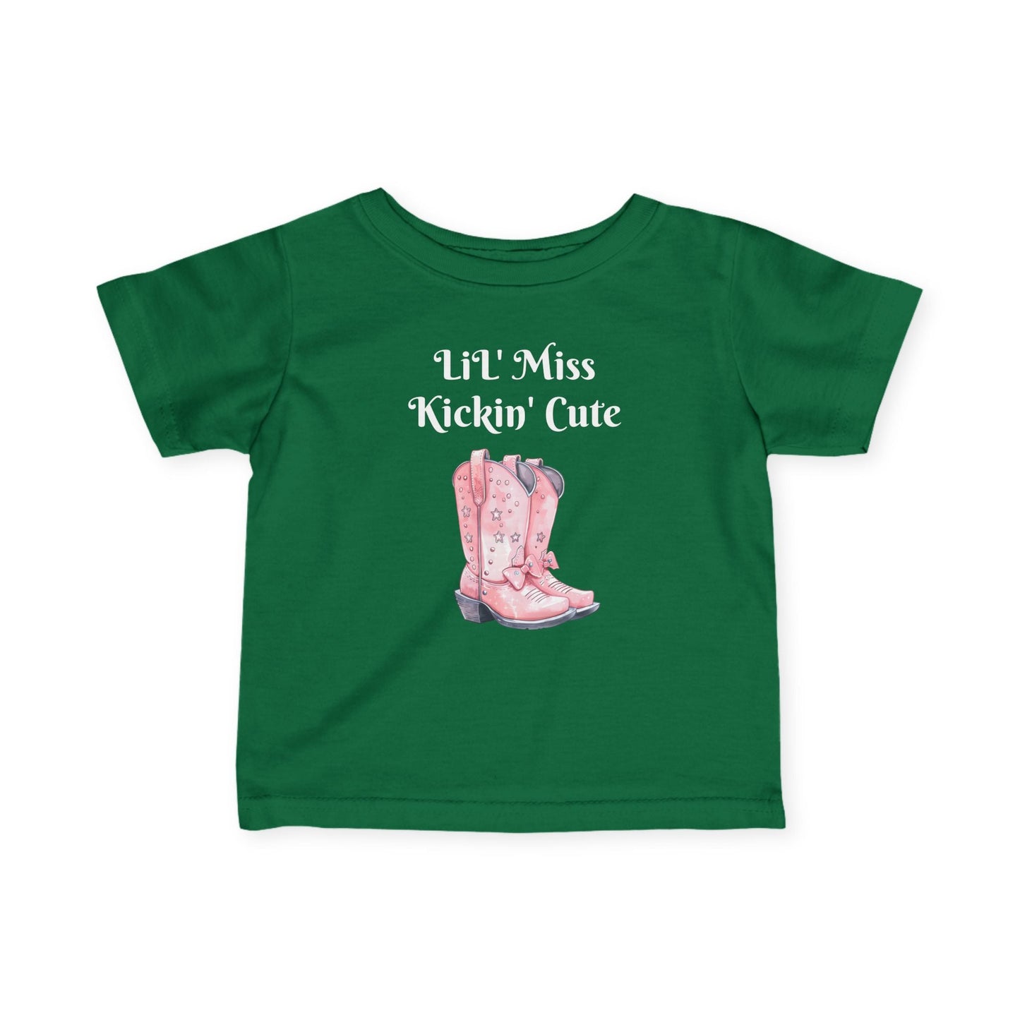 Lil' Miss Kickin' Cute Infant Tee, Baby Shirt, Toddler Clothing, Western Theme Outfit, Cute Baby Gift, Birthday Present Printify