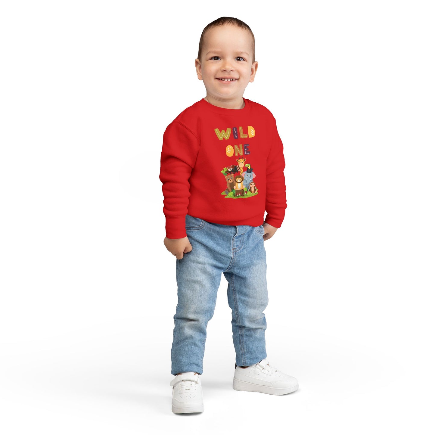 Wild One Toddler Sweatshirt - Cute Animal Design, Birthday Gift, Kids' Apparel, Playtime Outfit, Baby Shower Gift