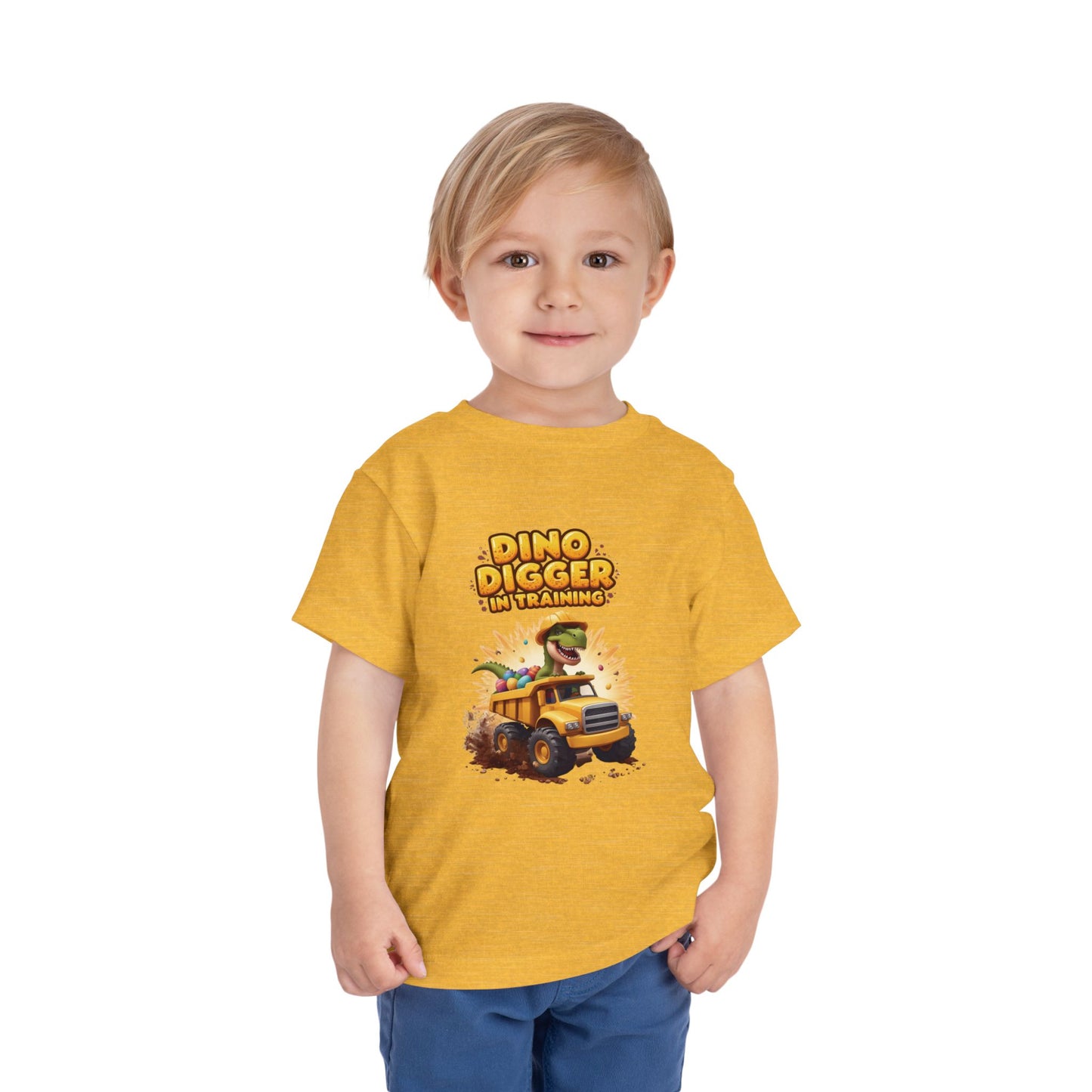 Dino Digger Toddler Tee - Fun Dino Excavator T-Shirt, Kids Gift, Birthday Outfit, Playwear, Cute Dinosaur Apparel