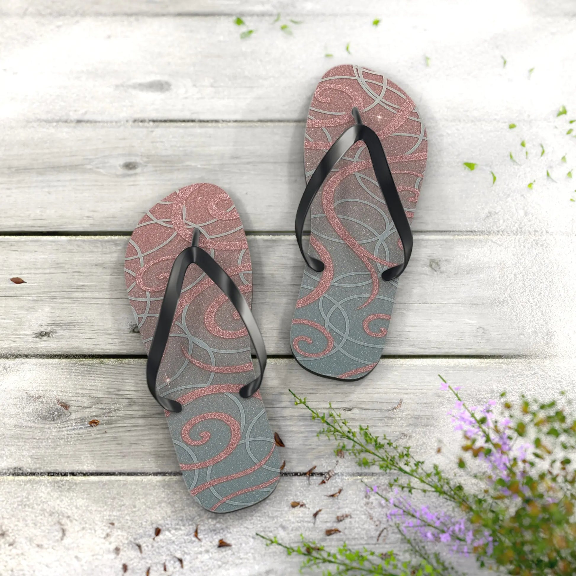 Elegant Swirl Flip Flops | Stylish Summer Footwear, Beach Vibes, Vacation Sandals, Poolside Comfort, Perfect Gift Printify