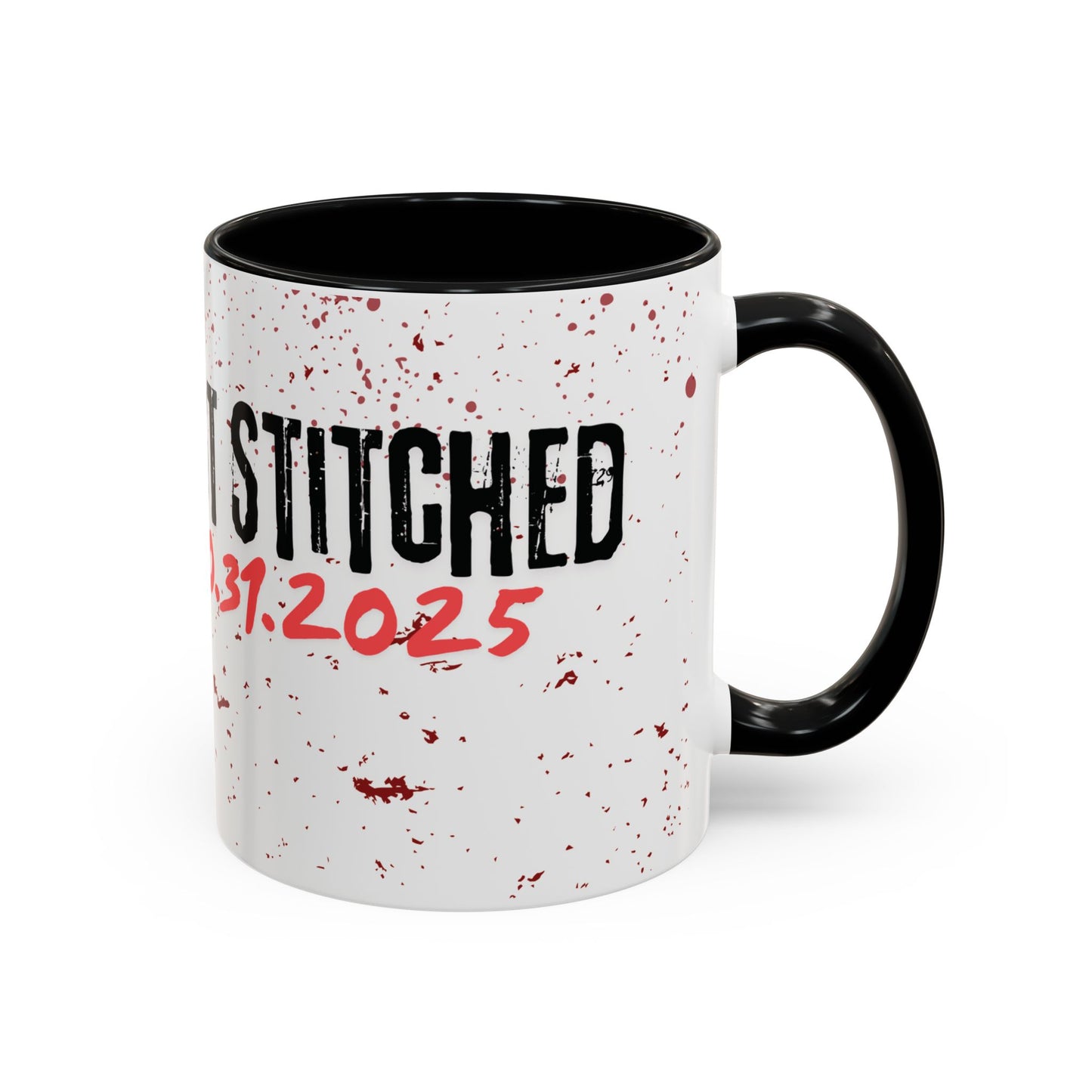 Accent Coffee Mug - Gothic Halloween Bride and Groom Just Stitched Personalized Mug