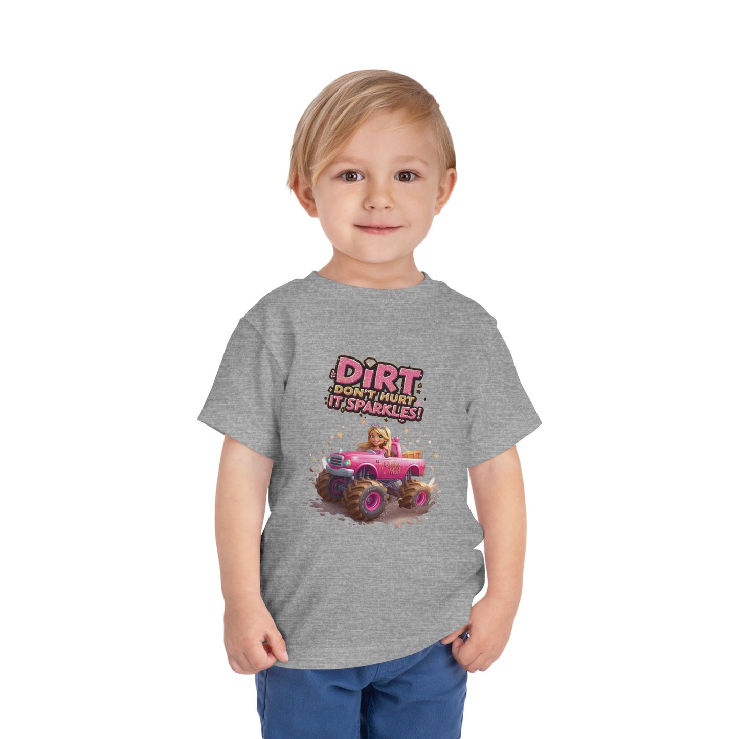 Toddler Tee, Princess in a Pink Monster Truck Dirt Don't Hurt It Sparkles Shirt, Kids Birthday Gift, Cute Girl's Top, Baby Shower Present,
