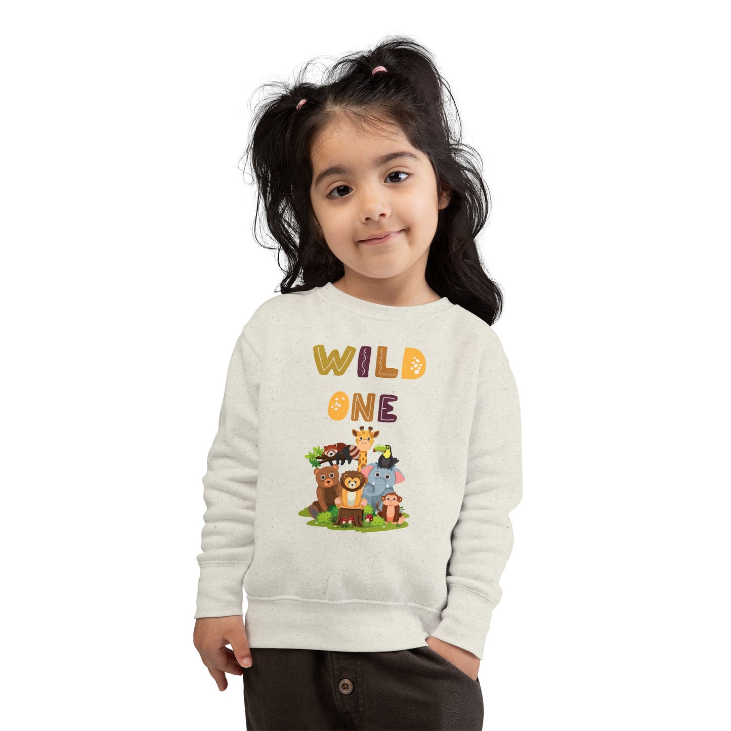 Wild One Toddler Sweatshirt - Cute Animal Design, Birthday Gift, Kids' Apparel, Playtime Outfit, Baby Shower Gift