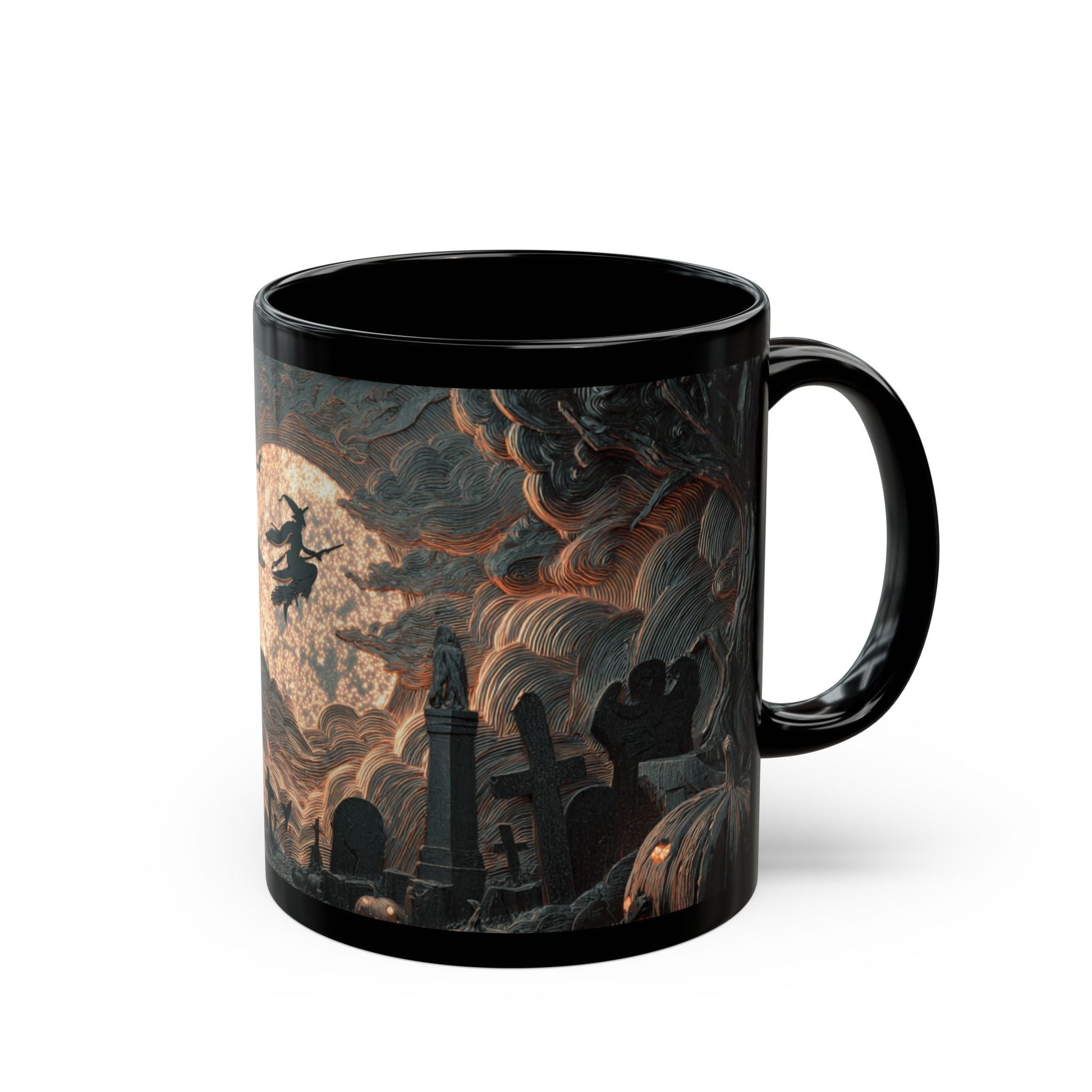 Spooky Witching Hour Mug - Perfect for Halloween Coffee Lovers, Black Ceramic Cup, Gift for Witch Fans, Unique Kitchen Decor, [...] Printify