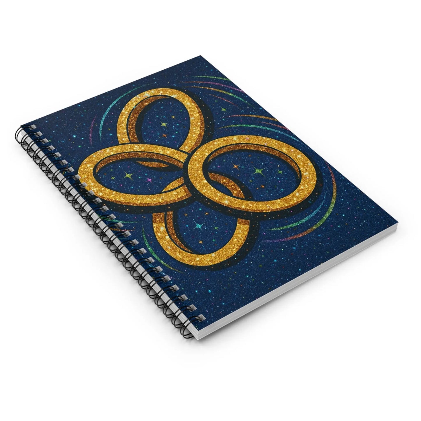 Cosmic Spiral Notebook - Ruled Lines, Glittery Rings Design, Perfect for Journaling, Gift for Students, Astrological Notes, Starry [...] Printify
