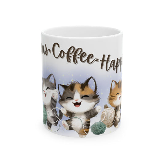 Kittens and Coffee Happiness Mug Cute Cat Lover Gift