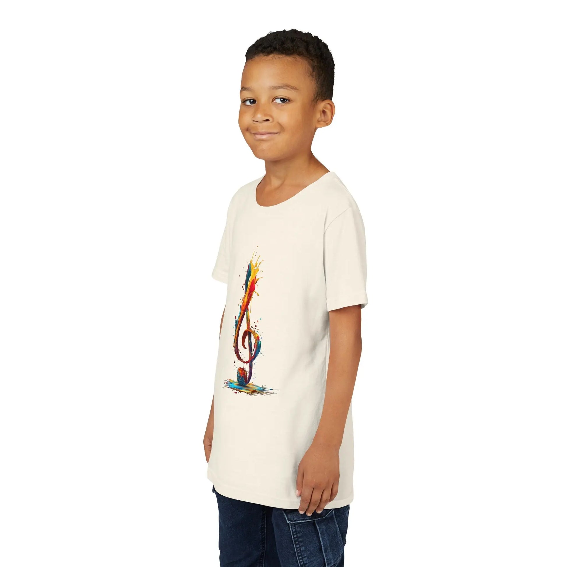 Youth Music Note Tee, Colorful Treble Clef Shirt, Printify