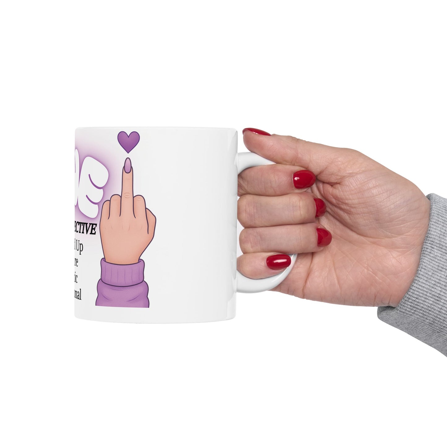 Pretty FINE Mug Funny Middle Finger Coffee Cup, Sarcastic Definition Mug, Feminine Purple Aesthetic Gift for Best Friend or Coworker