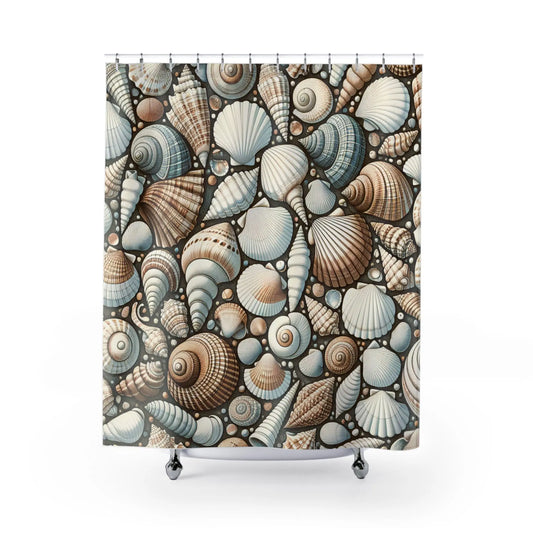 Shower Curtains Sea Shell Pattern Printify