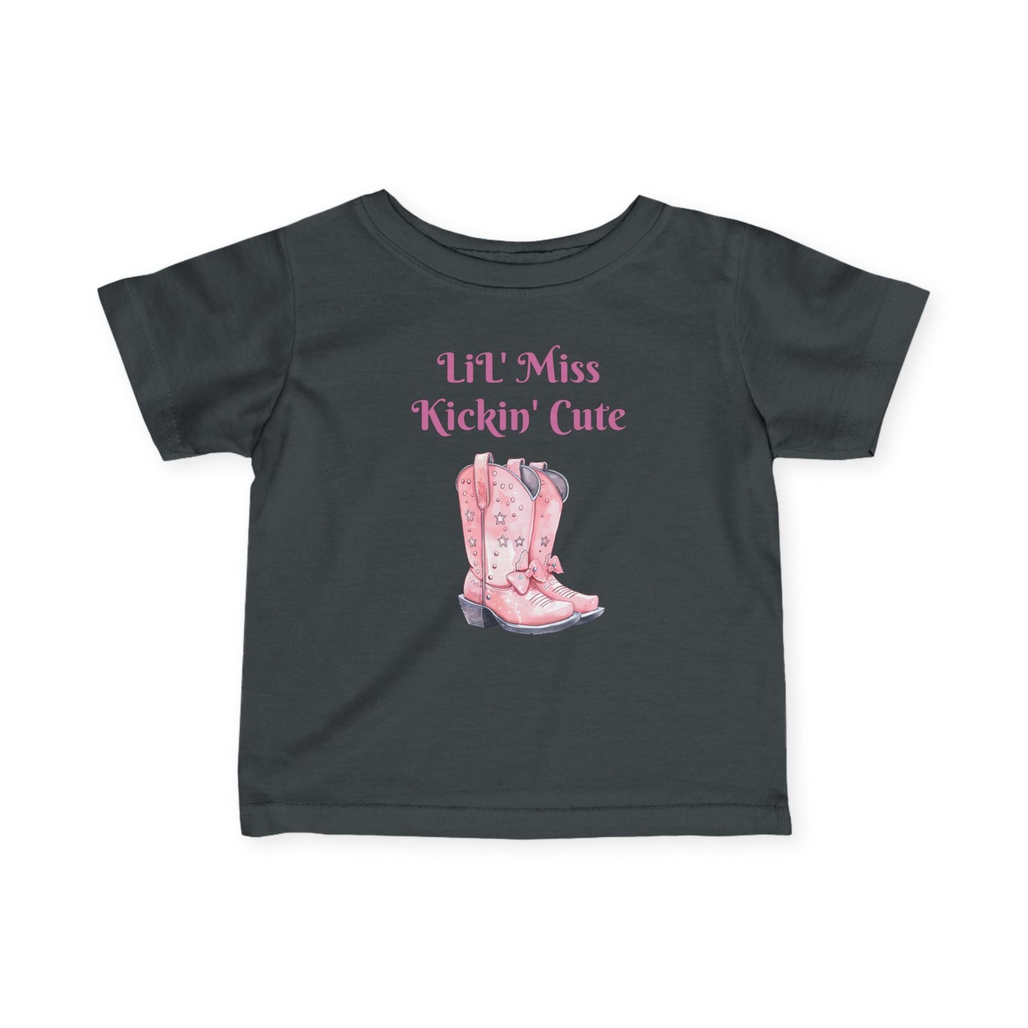 Lil' Miss Kickin' Cute Infant Tee, Baby Shirt, Toddler Clothing, Western Theme Outfit, Cute Baby Gift, Birthday Present Printify