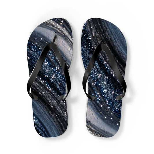 Sparkling Galaxy Flip Flops | Summer Footwear, Beach Sandals, Glitter Slides, Vacation Essentials, Cosmic Flip Flops Printify