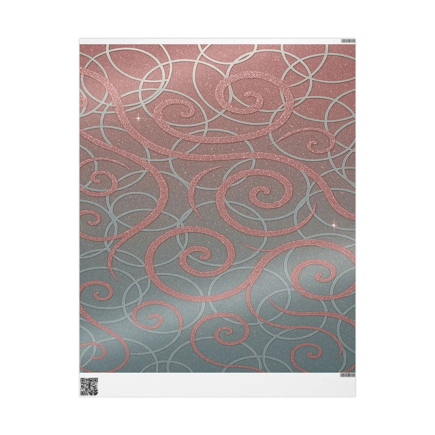 Wrapping Papers - Elegant Ombre Silver and Pink Sparkling Swirls Printify